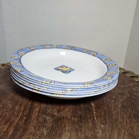 SET OF 6 - CORNING CORELLE - WATERCOLORS - 8 1/2" RIMMED 15 OZ SOUP PASTA BOWLS - Picture 15 of 16